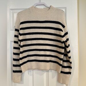 H&M Striped Wool Blend Mock-neck Knit Sweater